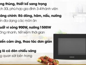 Lò vi sóng có nướng Samsung MG30T5018CK/SV 30 lít